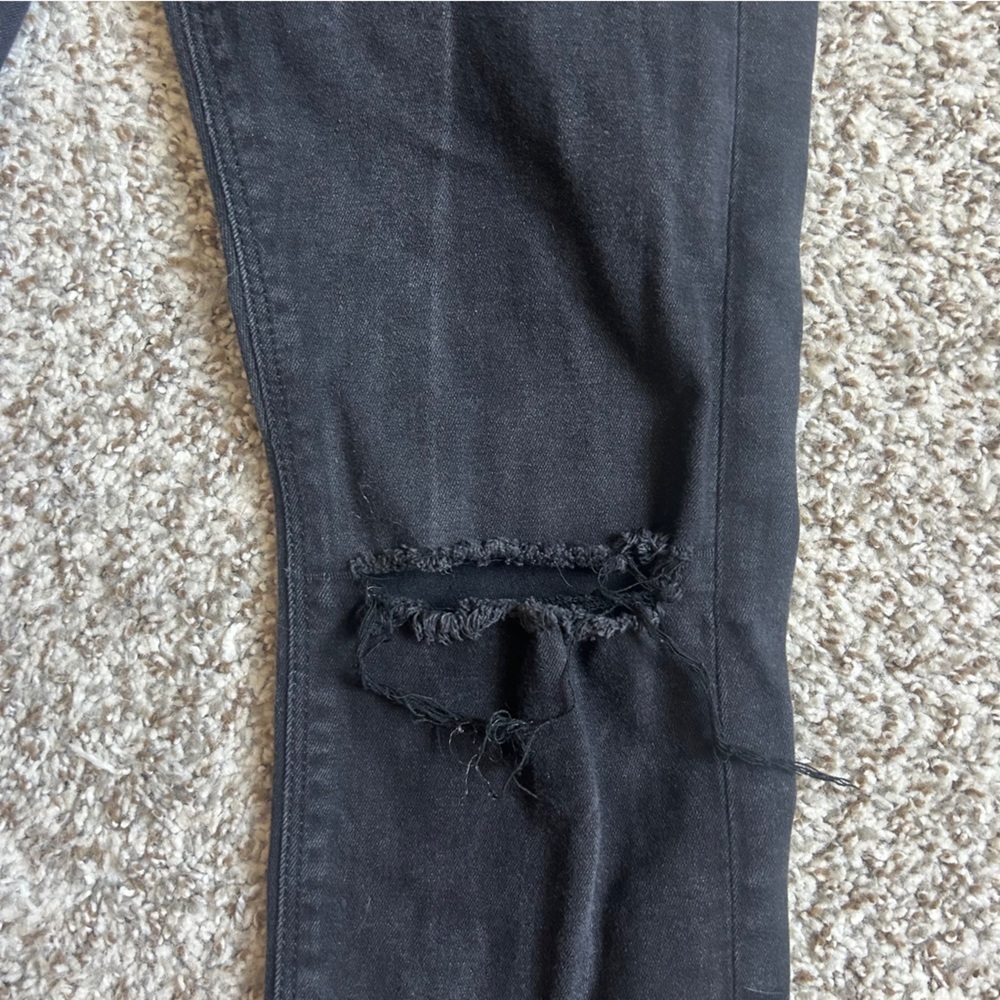 🦋 ASOS Black Skinny Jeans Distressed Stretch Denim Casual Streetwear 26 - Picture 5 of 8